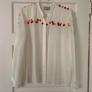 Paul & Joe Beaded Floral White Blouse